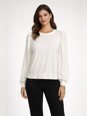 White House Black Market Blouson Sleeve Crew Neck Top NWT blouse
